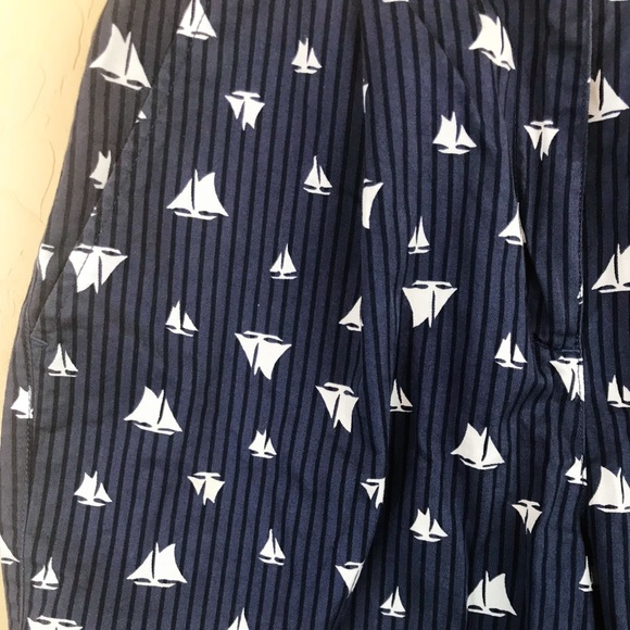 LIZ CLAIBORNE Navy Blue & White Sailboat High Waist Shorts Vintage 80s - Picture 2 of 6